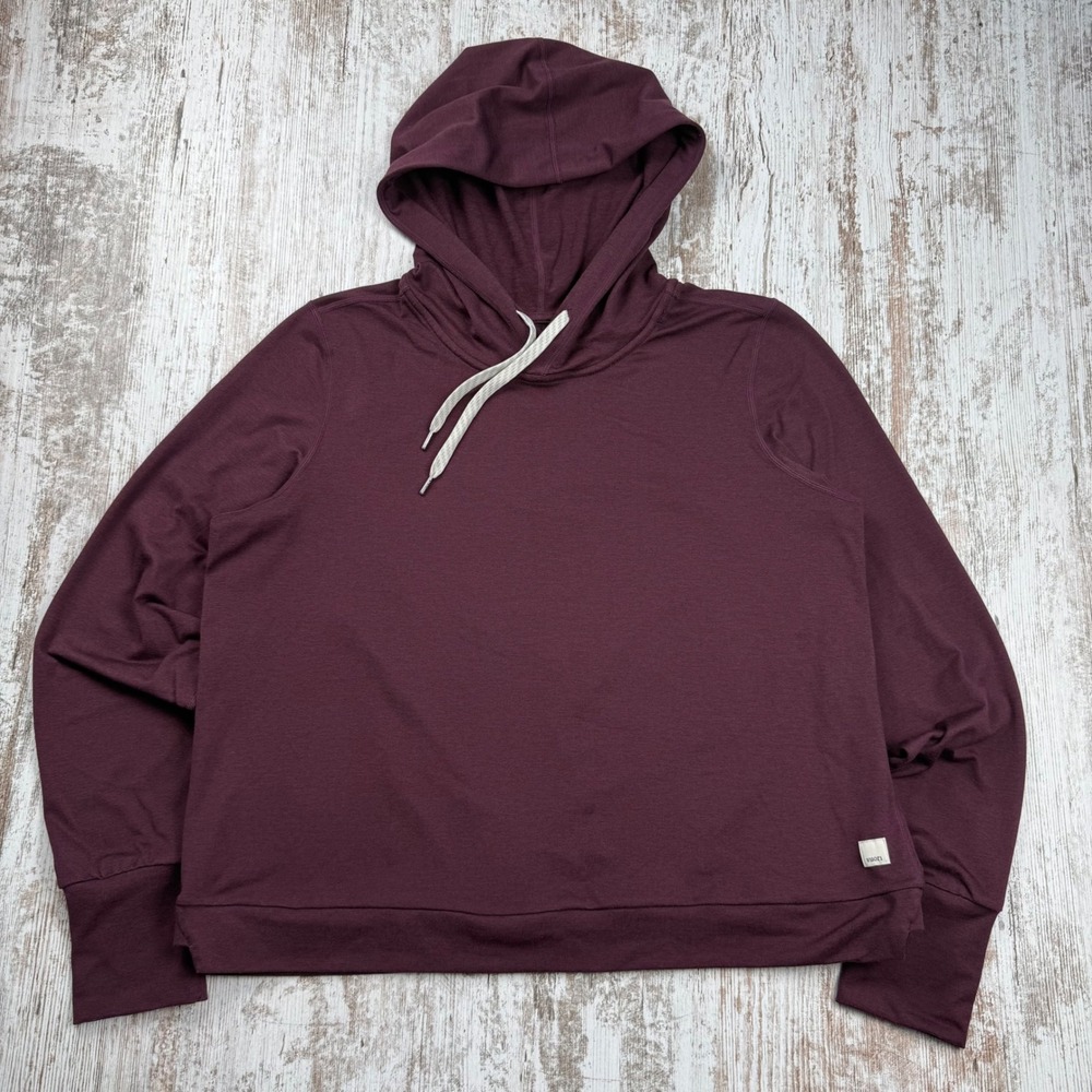 Vuori Halo Essential Hoodie Dark Berry Plum DreamKnit Pullover Sweatshirt L